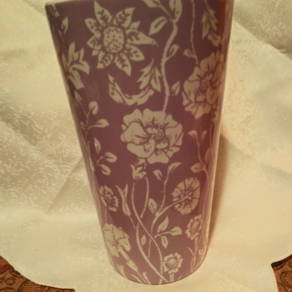 8" Lilac & White Floral Vase